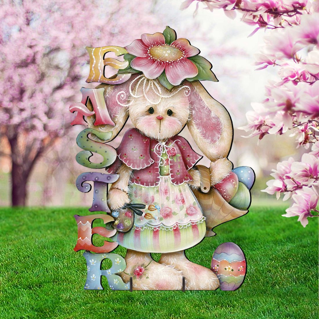 Bunny Easter Yard Sign by Jamie Mills-Price - Easter Spring Decor - 8457605F