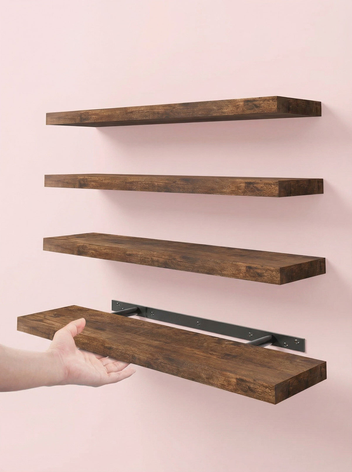Floating Shelves Set of 4 – 15.8" Wall Shelves with Invisible Brackets