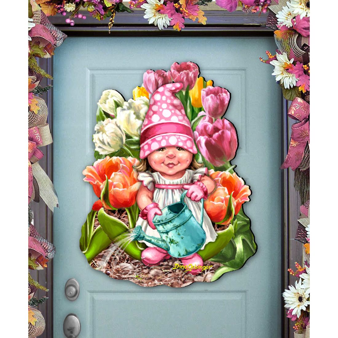 Blossom Gnome Easter Wreath Door Decor by D. Gelsinger - Easter Spring Decor - 8461063H-DG