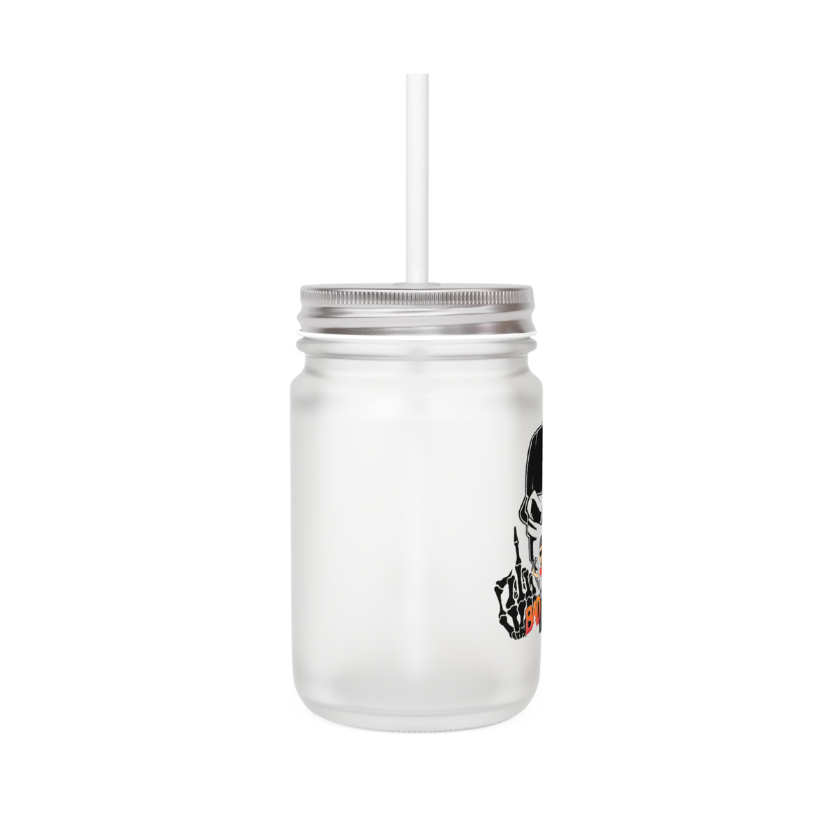 Skull & Roses Mason Jar Tumbler with Straw - Gothic Beverage Mug
