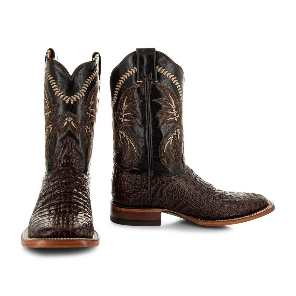 Brown Caiman Belly Print Men's Cowboy Boots H4001
