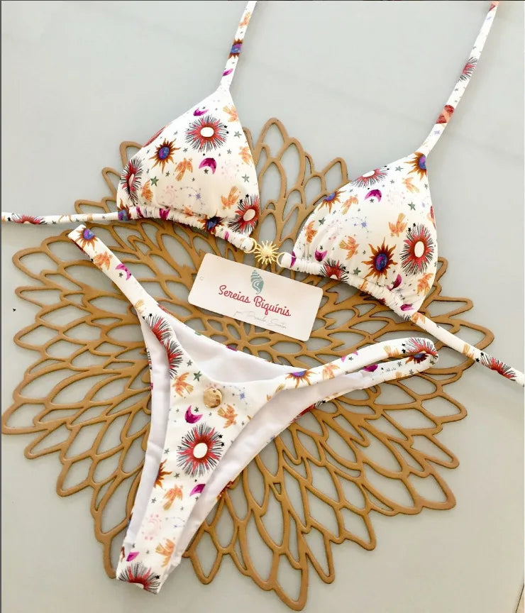 2025 New Sexy Prints Mciro Bikini Set Women Holiday Swimsuit Lace-up Swimwear 2 Piece Set Backless Biquine Brasileiro Beachwear