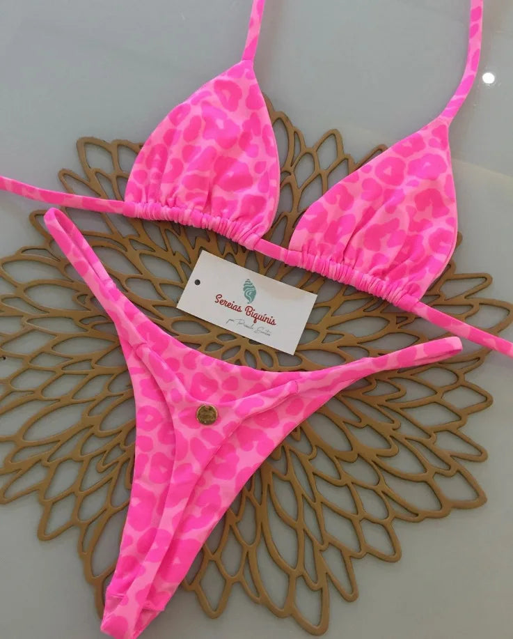 2025 New Sexy Prints Mciro Bikini Set Women Holiday Swimsuit Lace-up Swimwear 2 Piece Set Backless Biquine Brasileiro Beachwear