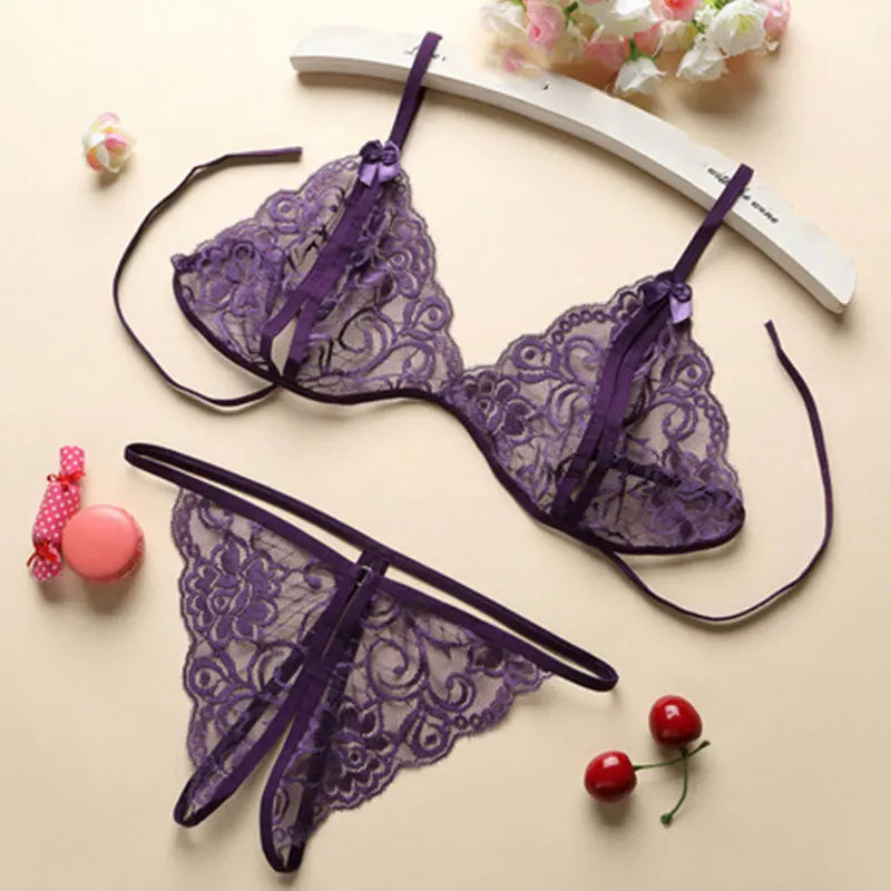 Transparent Sexy Lace Bra Set Exotic Sets Hollow Bra And Panty Women Prints Intimates Underwear Porn Fancy Sexy Luxury Lingerie