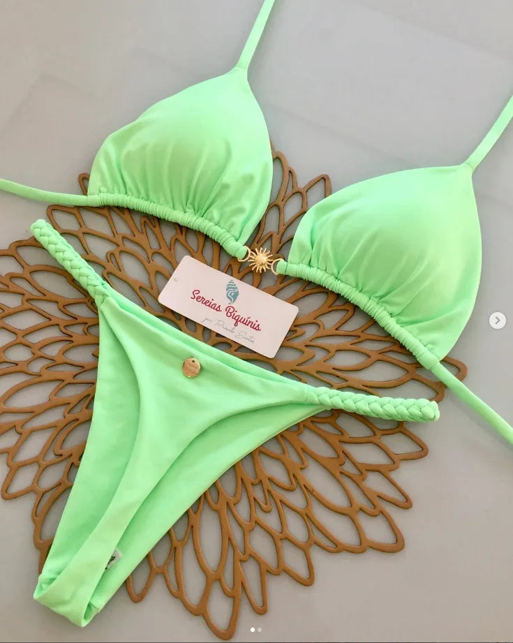 2025 New Sexy Prints Mciro Bikini Set Women Holiday Swimsuit Lace-up Swimwear 2 Piece Set Backless Biquine Brasileiro Beachwear