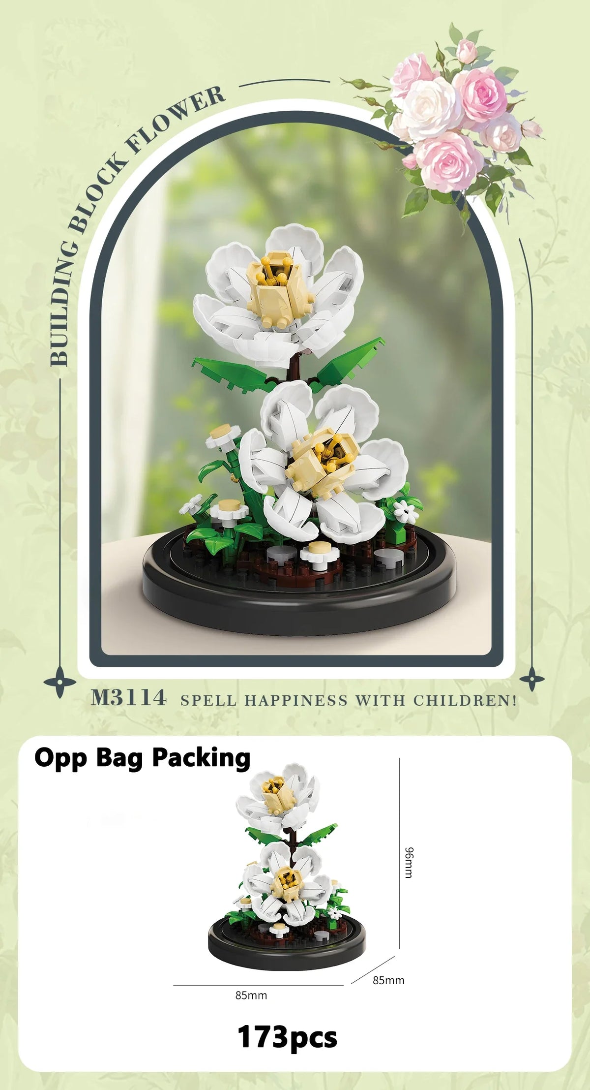 Eternal Flower Bouquet Bonsai Potted Plant Micro Building Blocks Model Home Decoration Puzzle Toys Kids Birthday Christmas Gifts