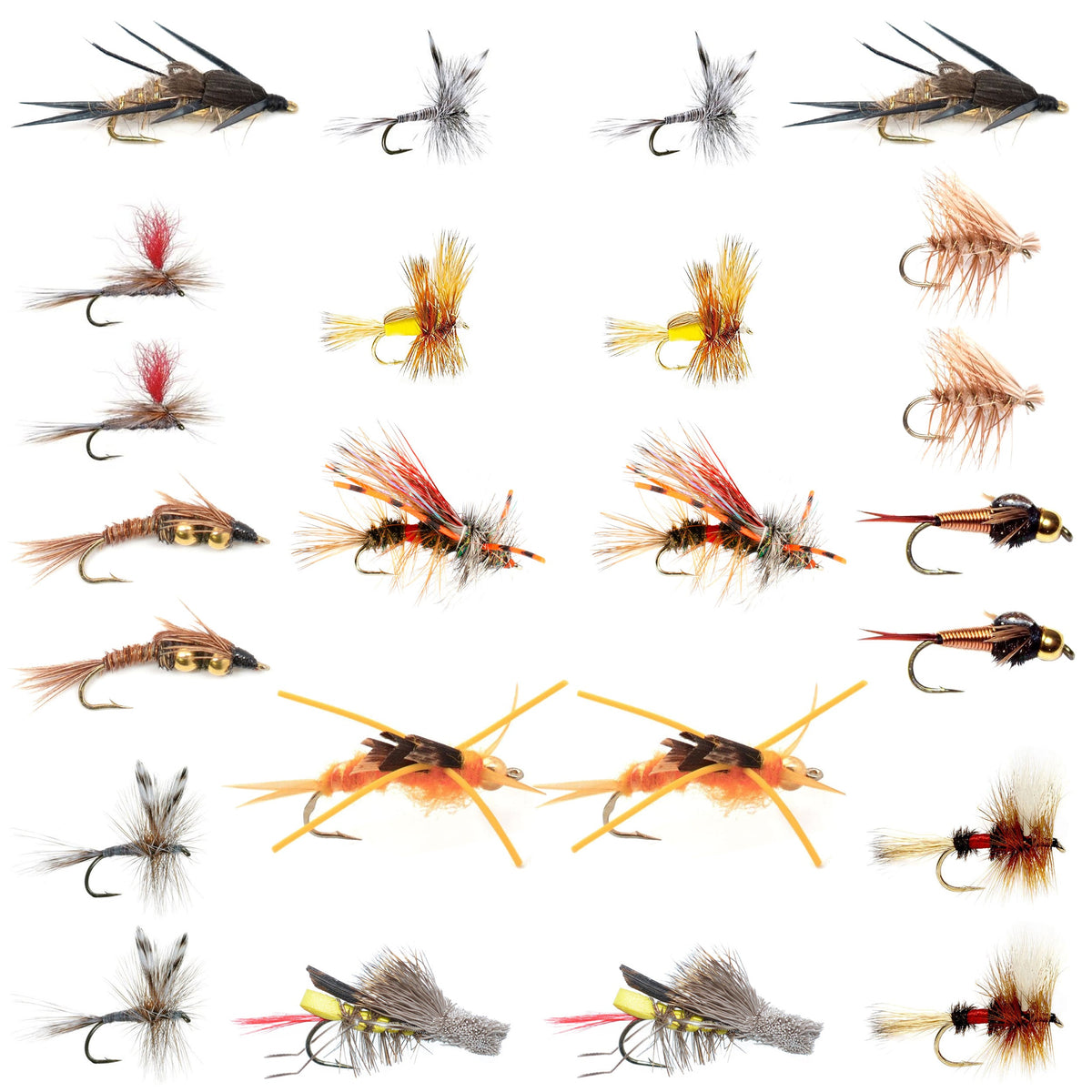 Western Trout Fly Assortment - 24 Essential Trout Flies with Fly Box