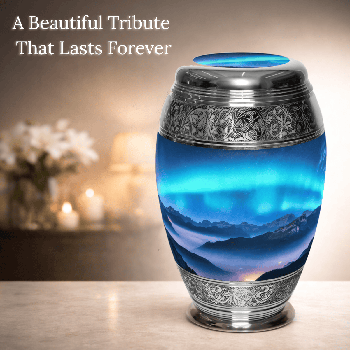 Aurora Borealis Extra Large Urn or Companion Urn – Extra Large Urns for Human Ashes | XL Urn & XXL Urn