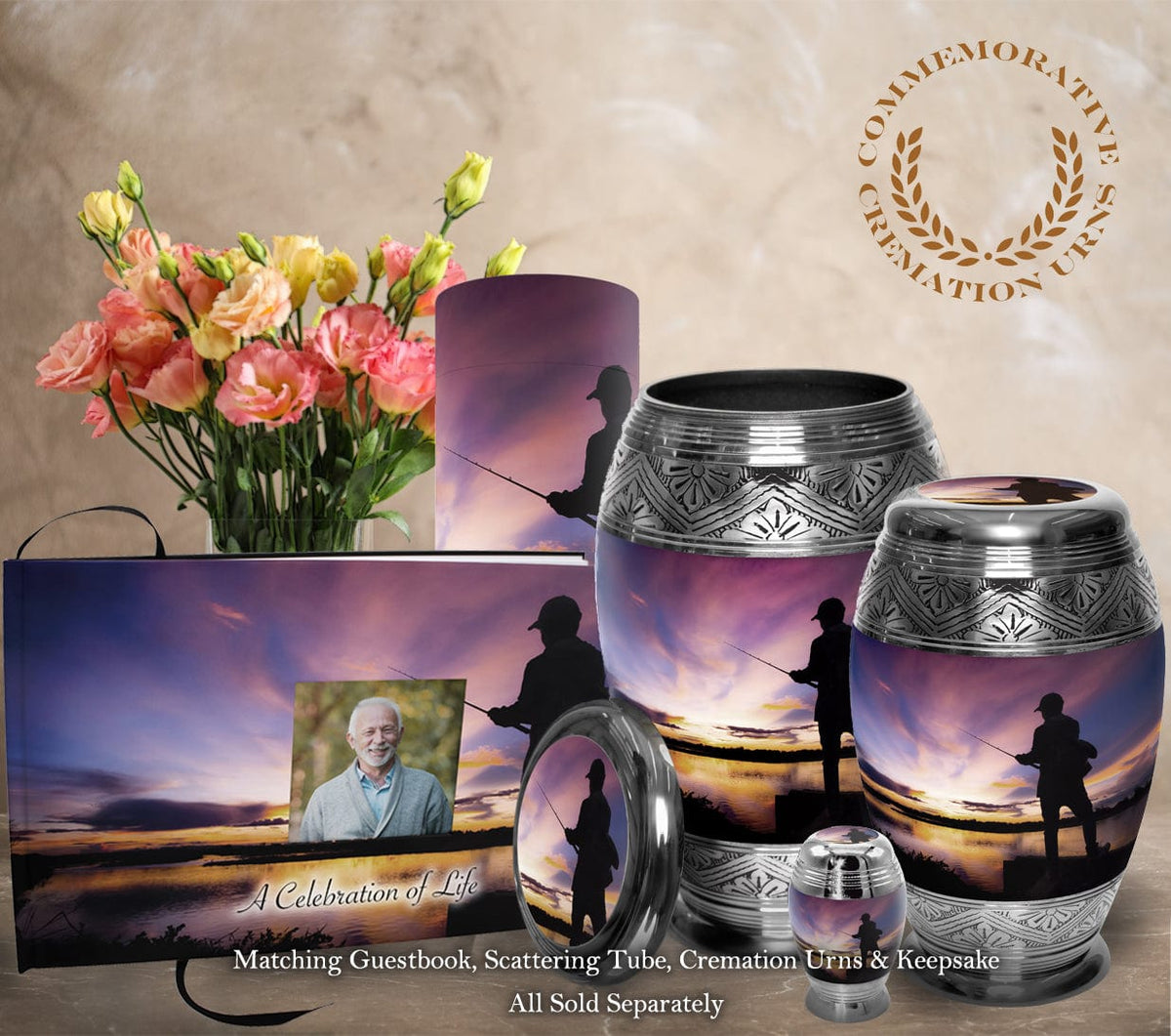 Gone Fishing Extra Large Urn or Companion Urn – Extra Large Urns for Human Ashes | XL Urn & XXL Urn