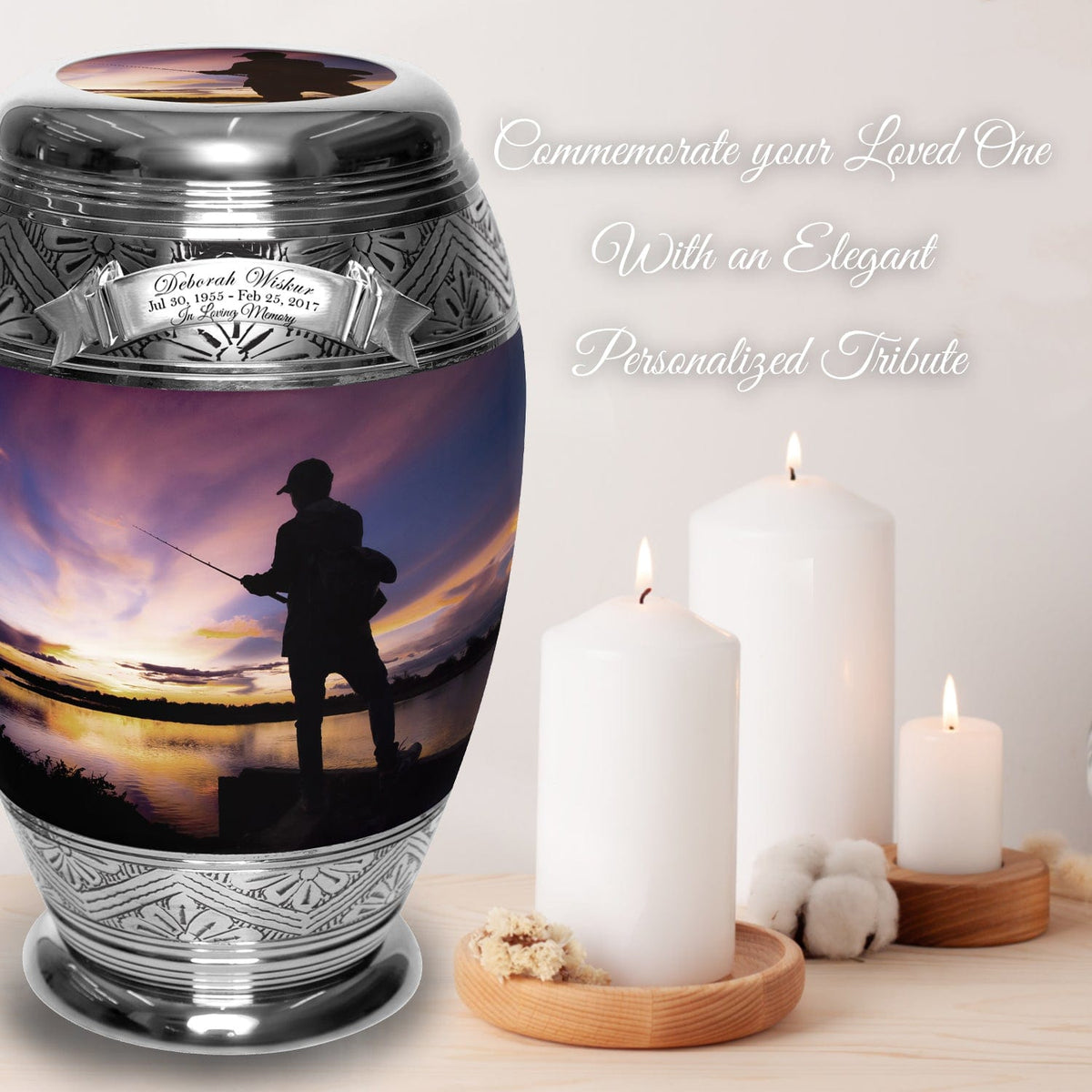 Gone Fishing Extra Large Urn or Companion Urn – Extra Large Urns for Human Ashes | XL Urn & XXL Urn