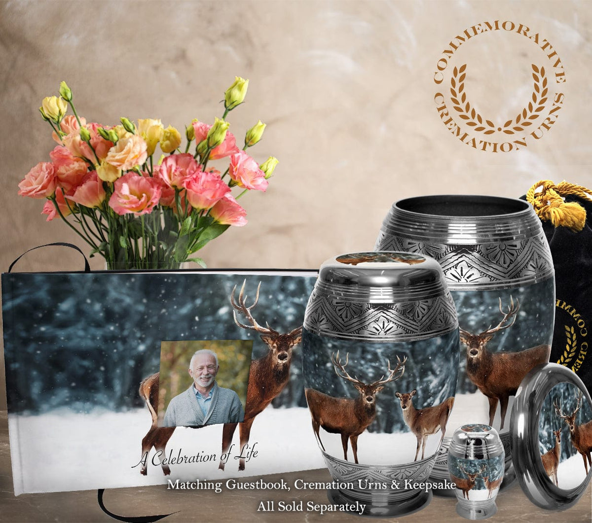 Divine Deer Cremation Urns for Human Ashes - Large Adult Funeral Urn