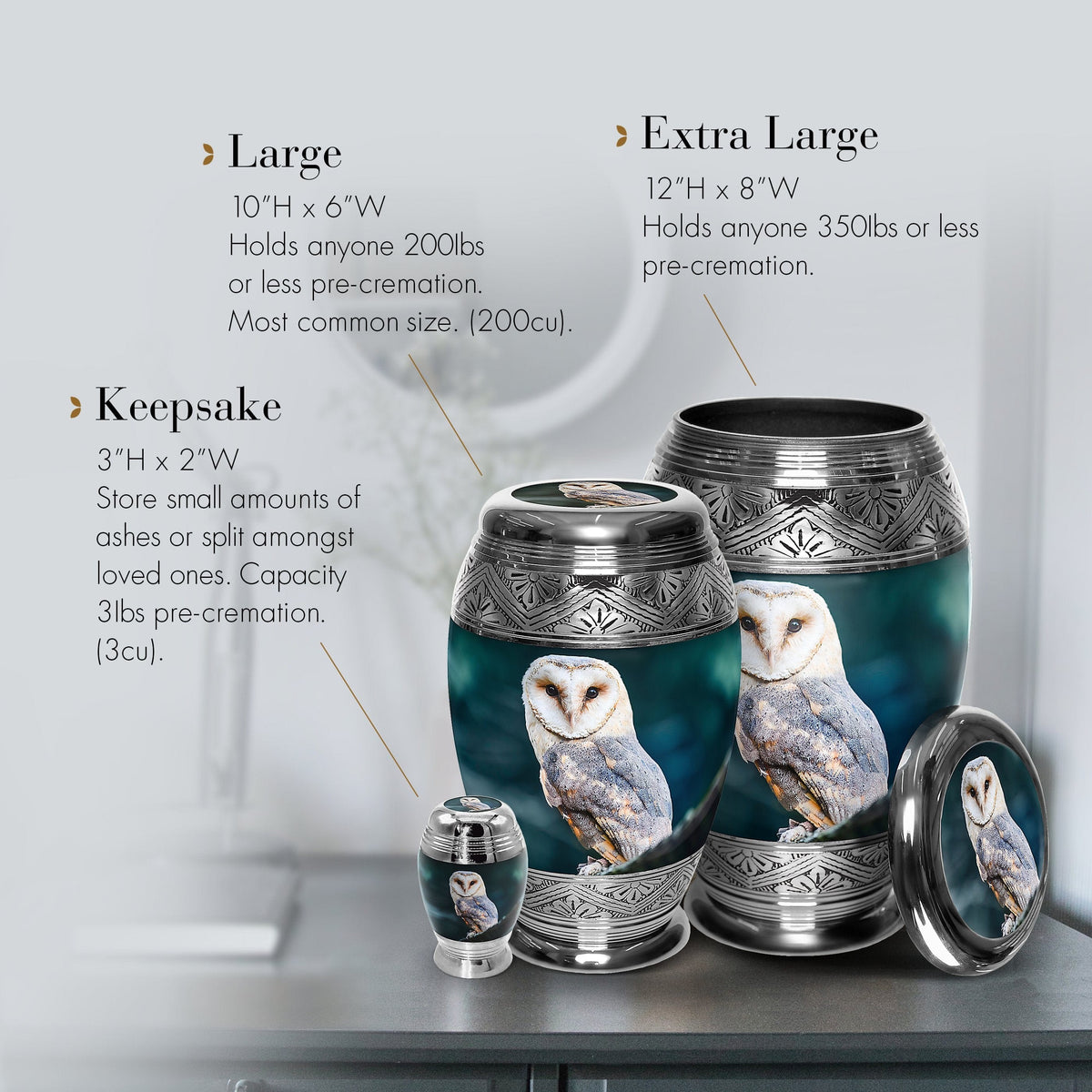 Observing Owl Extra Large Urn or Companion Urn – Extra Large Urns for Human Ashes | XL Urn & XXL Urn