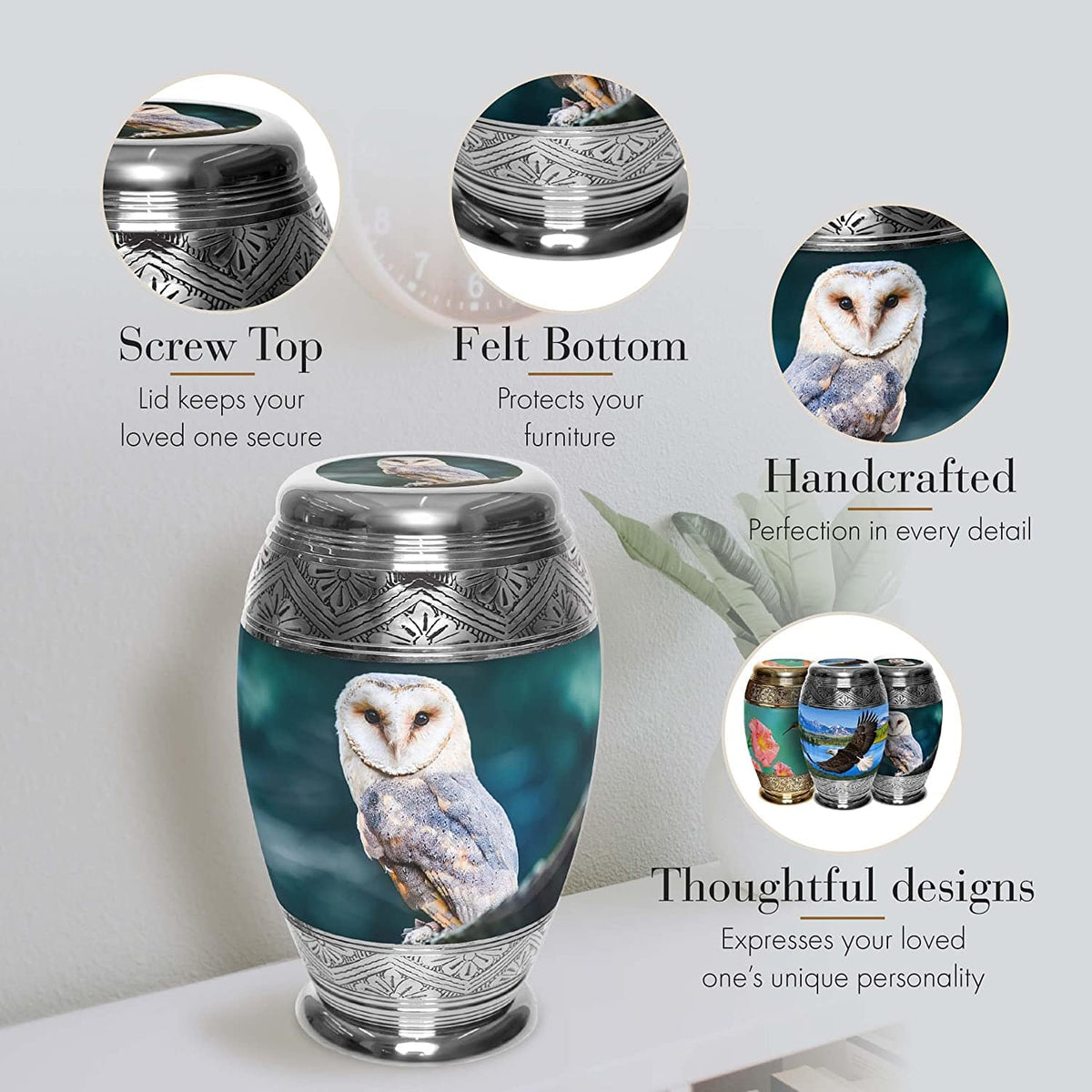 Observing Owl Extra Large Urn or Companion Urn – Extra Large Urns for Human Ashes | XL Urn & XXL Urn