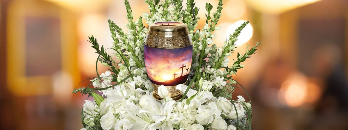 Three Crosses Extra Large Urn or Companion Urn – Extra Large Urns for Human Ashes | XL Urn & XXL Urn
