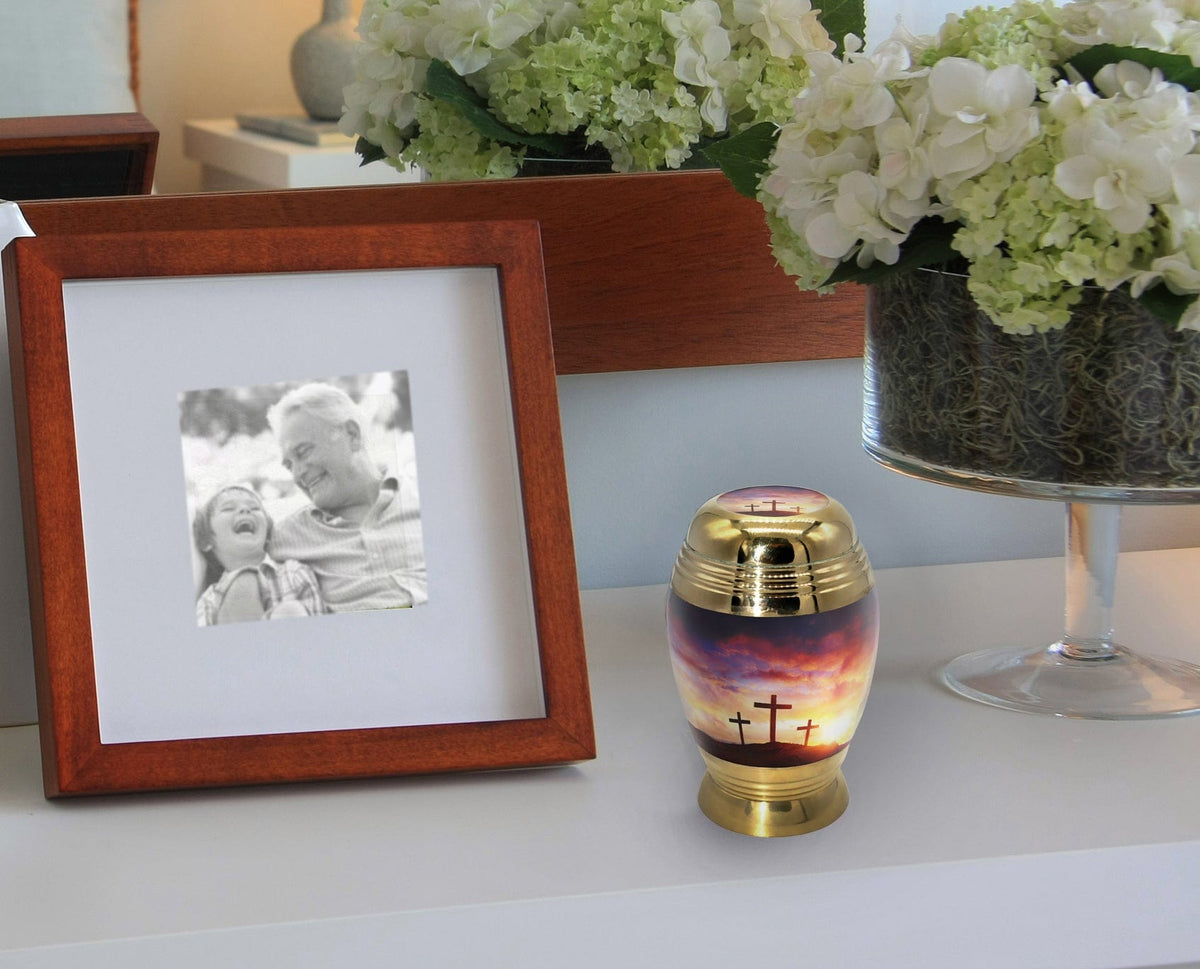 Three Crosses Extra Large Urn or Companion Urn – Extra Large Urns for Human Ashes | XL Urn & XXL Urn