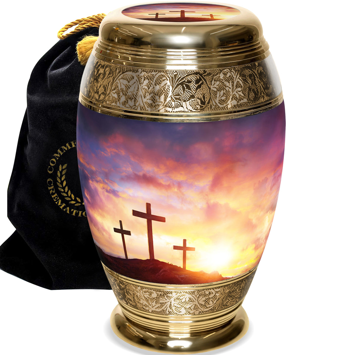 Three Crosses Extra Large Urn or Companion Urn – Extra Large Urns for Human Ashes | XL Urn & XXL Urn