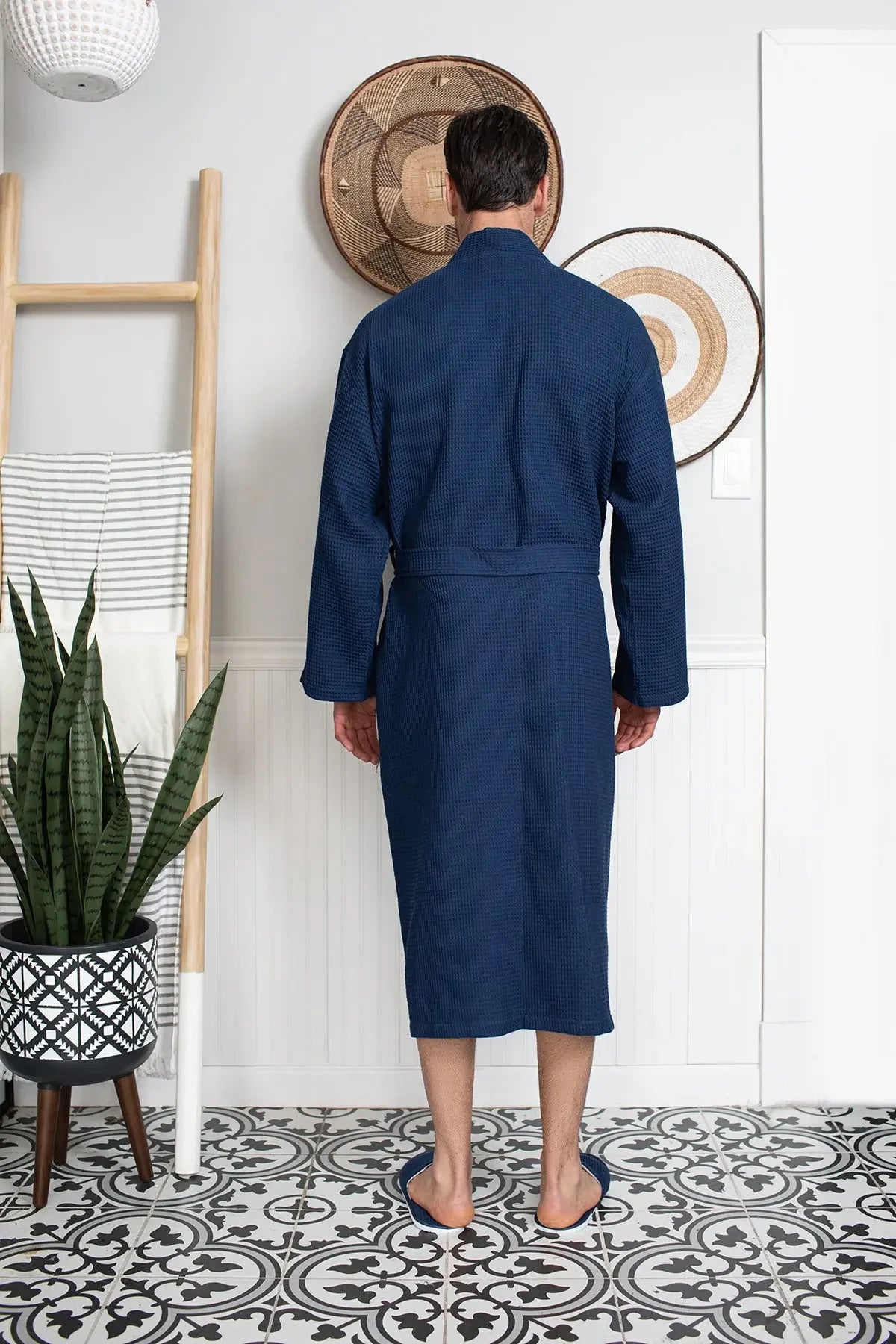 Waffle Spa Bathrobe for Men - Absorbent, Lightweight
