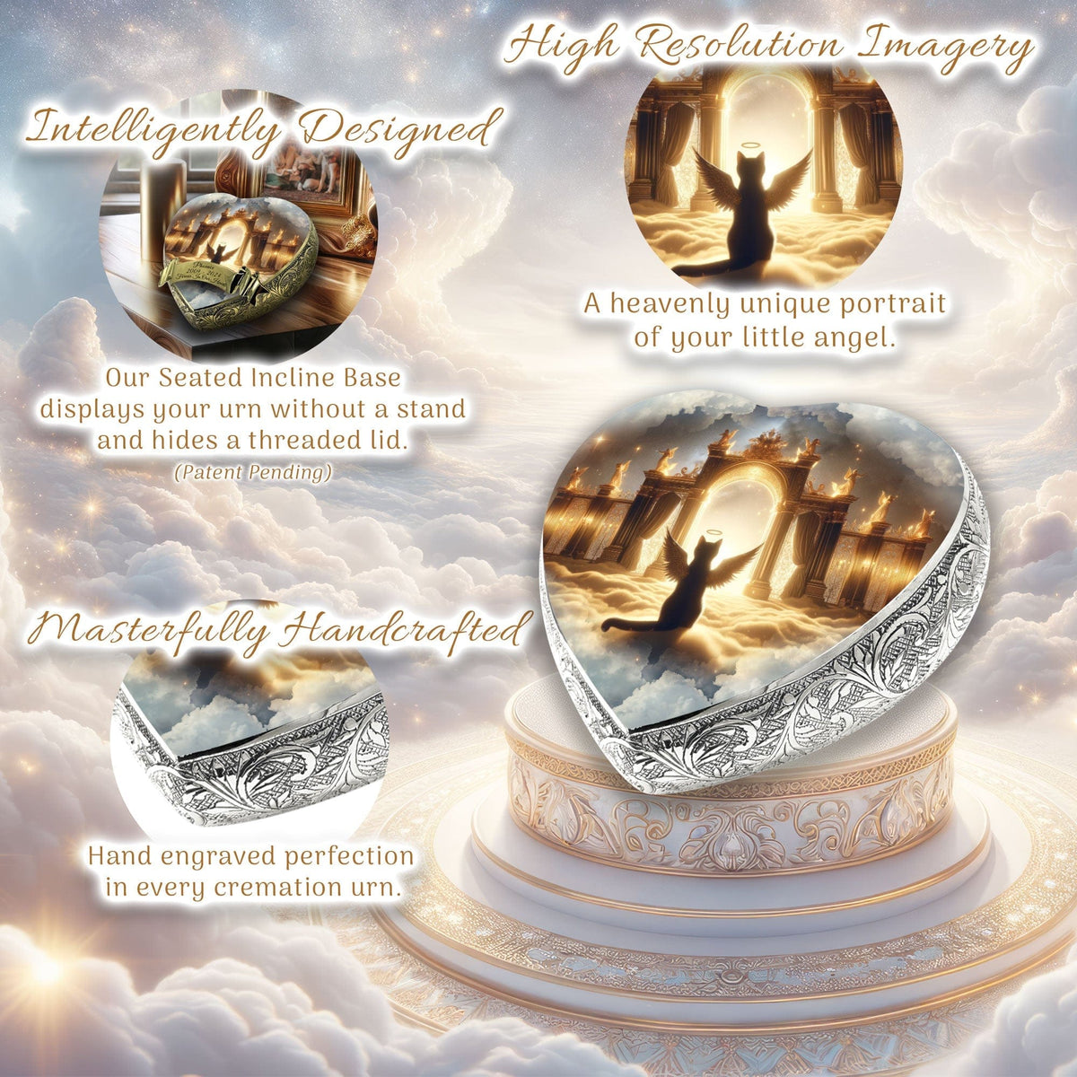 Angel Aura Night Cat Urns for Ashes & Cat Cremation Urn