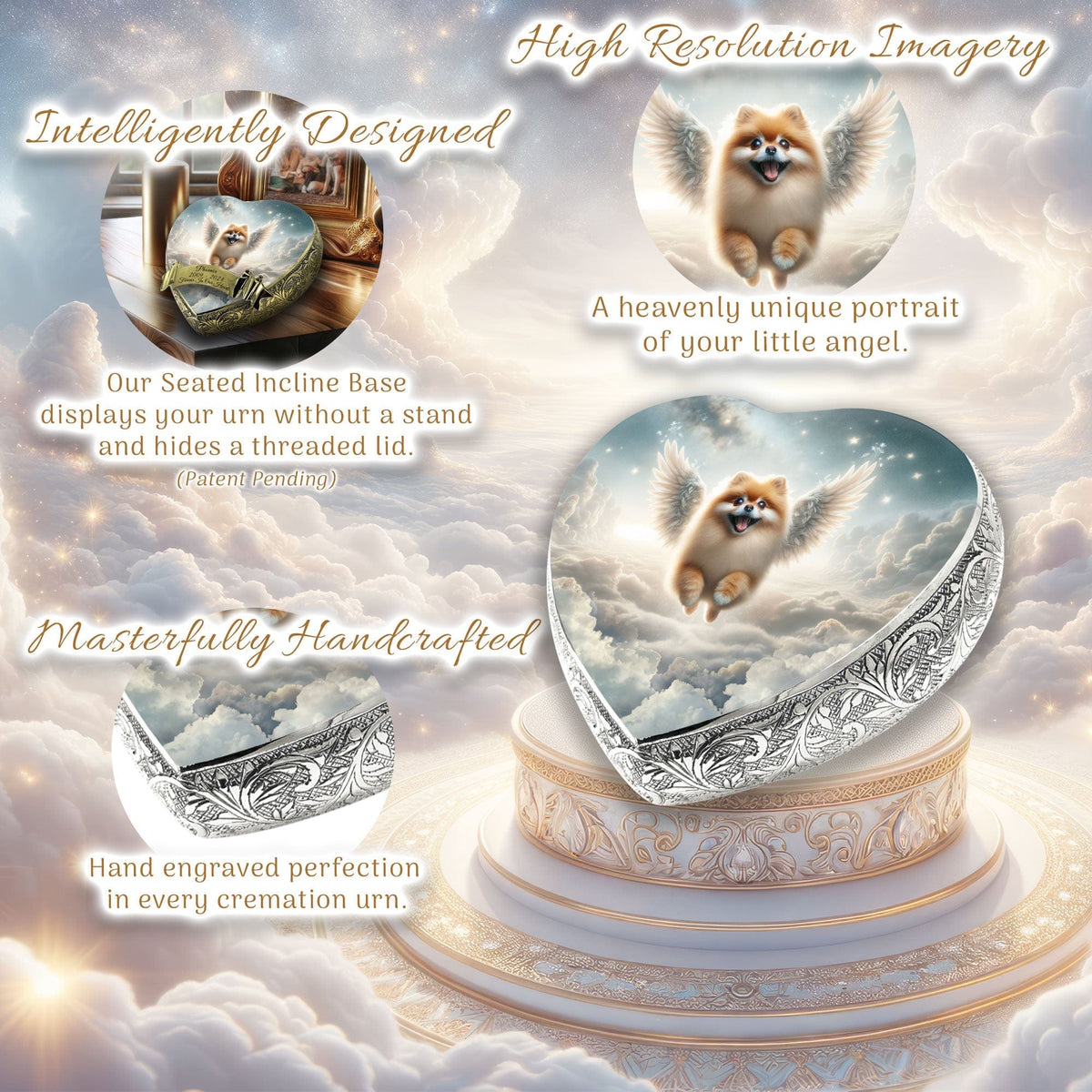 Pomeranian Urn - Dog Urn Galaxy Glitter Urn for Dog Ashes