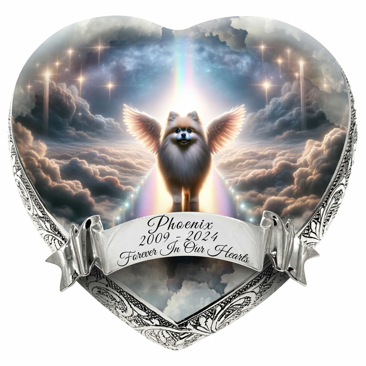 Pomeranian Urn - Dog Urn Rainbow Crossing Urn for Dog Ashes