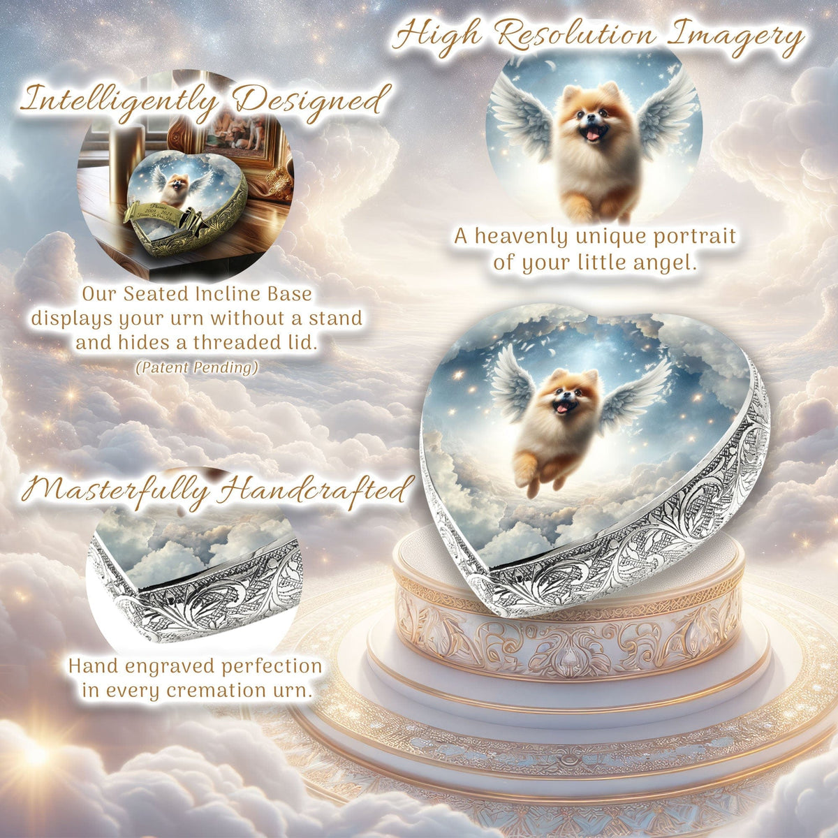 Pomeranian Urn - Dog Urn Rainbow Crossing Urn for Dog Ashes