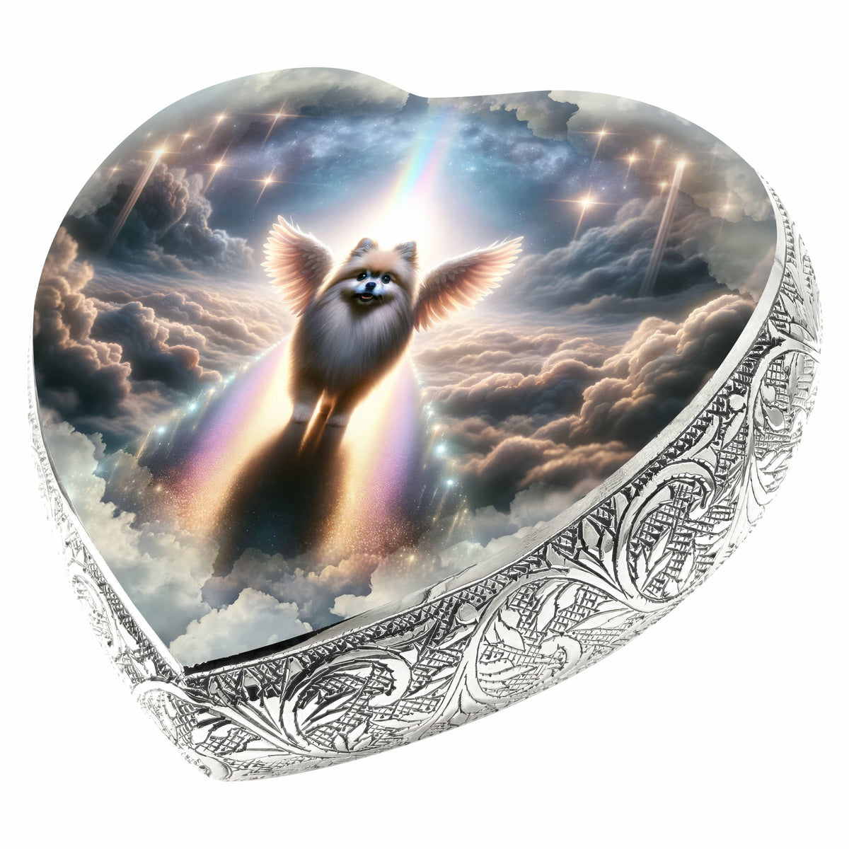 Pomeranian Urn - Dog Urn Rainbow Crossing Urn for Dog Ashes