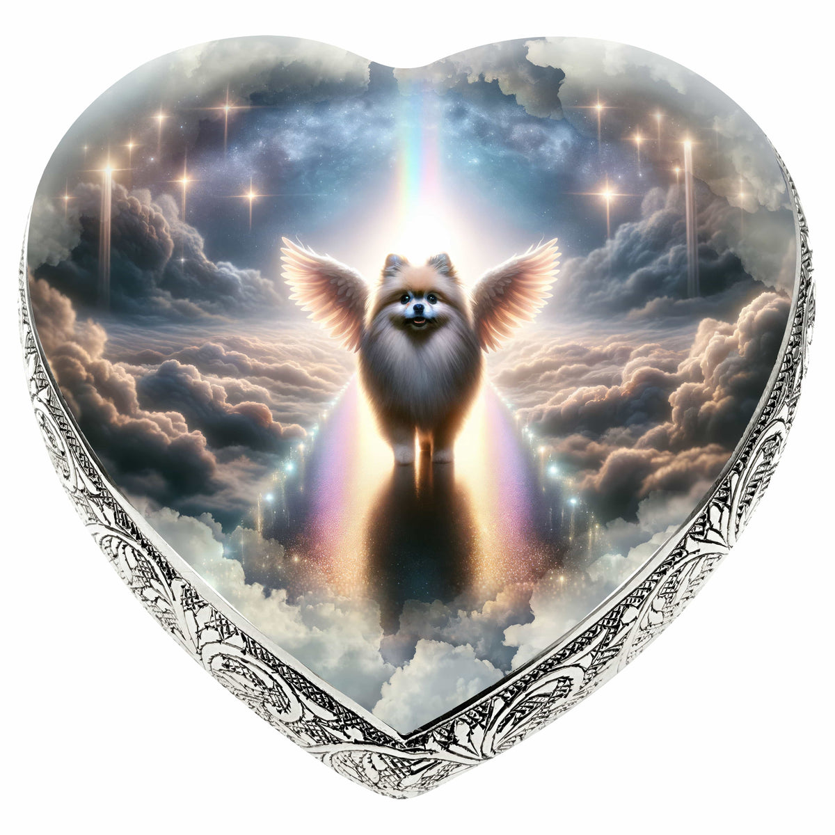Pomeranian Urn - Dog Urn Rainbow Crossing Urn for Dog Ashes