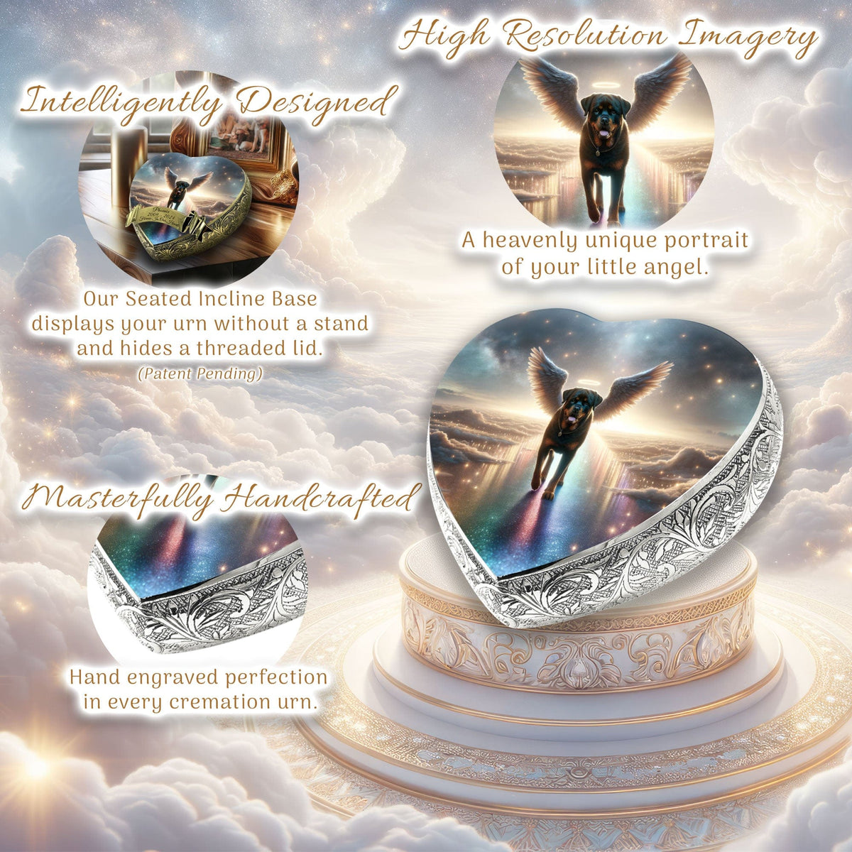 Rottweiler Urn - Dog Urn Rainbow Arc Urn for Dog Ashes