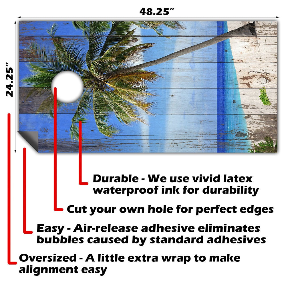 Sand and Blue Sky - Cornhole Board Wrap - Set of 2