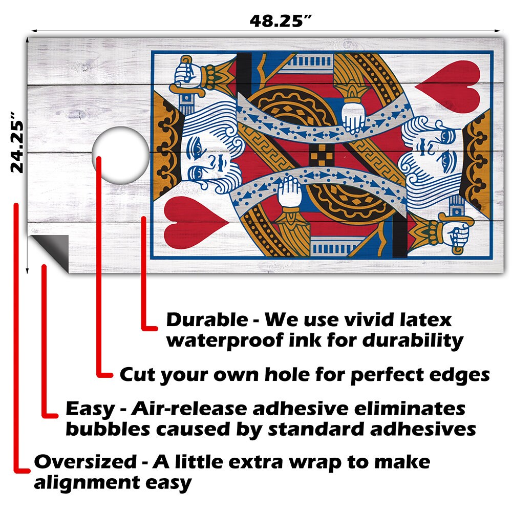 King of Hearts - Cornhole Board Wrap - Set of 2
