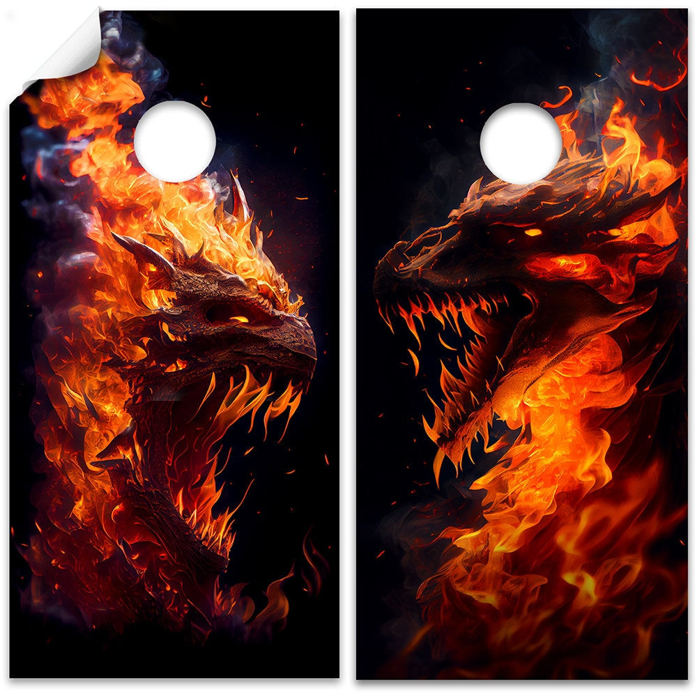 Dragons of Fire - Cornhole Board Wrap - Set of 2