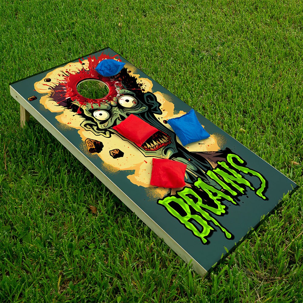 Zombie Headshot - Cornhole Board Wrap - Set of 2