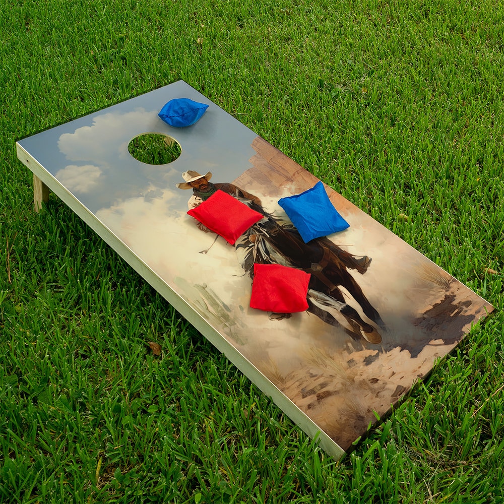 Old West Cowboys Ranch - Cornhole Board Wrap - Set of 2