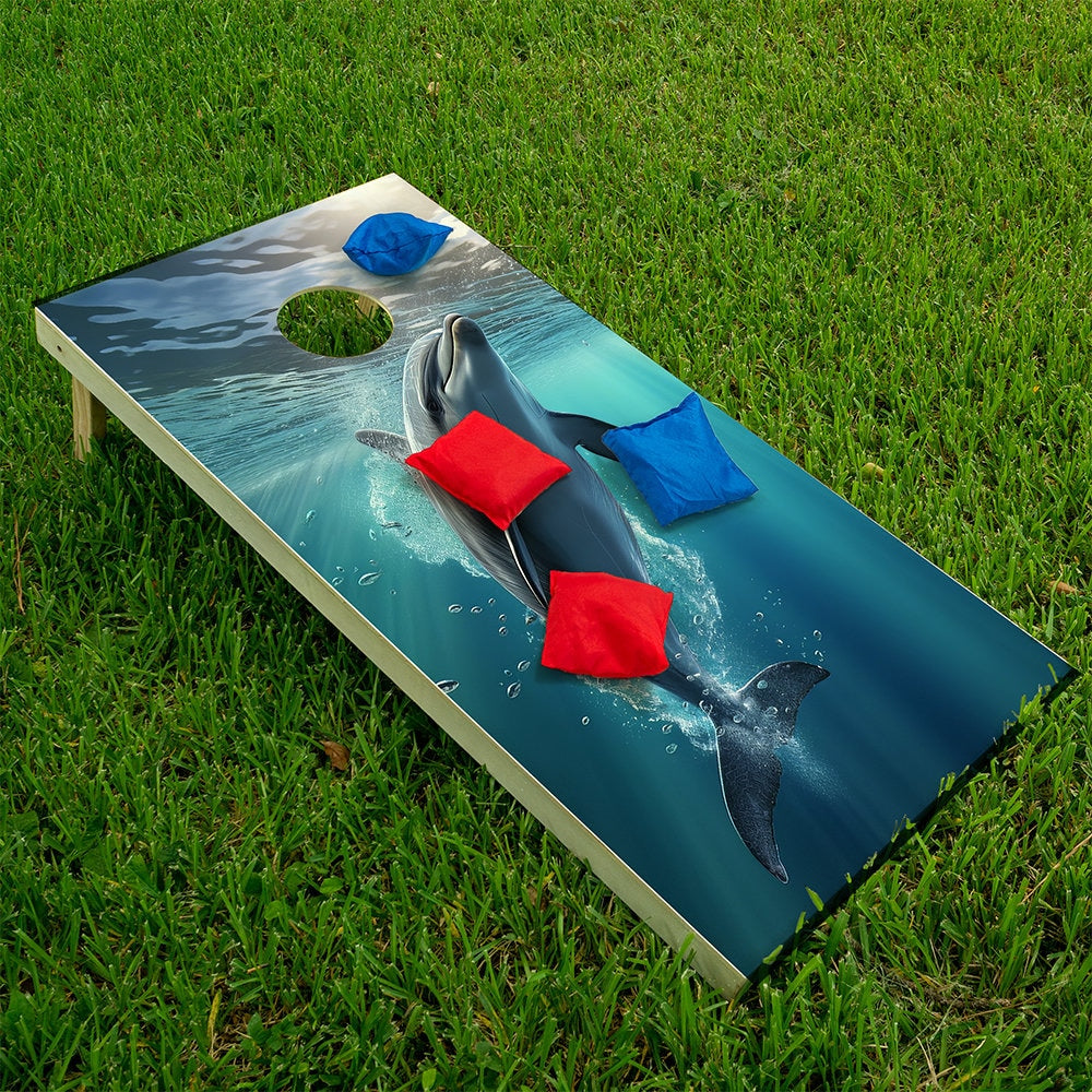 Ocean Dolphins - Cornhole Board Wrap - Set of 2