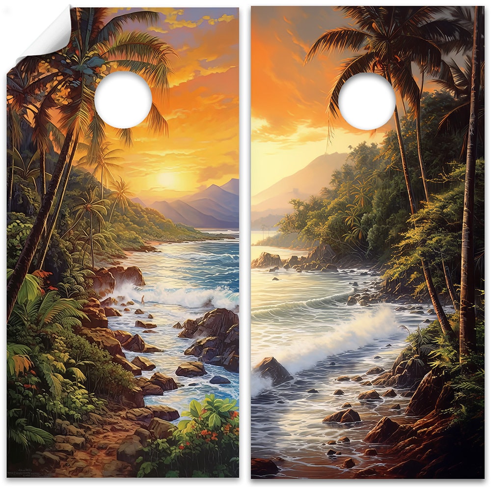 Tropical Beaches - Cornhole Board Wrap - Set of 2