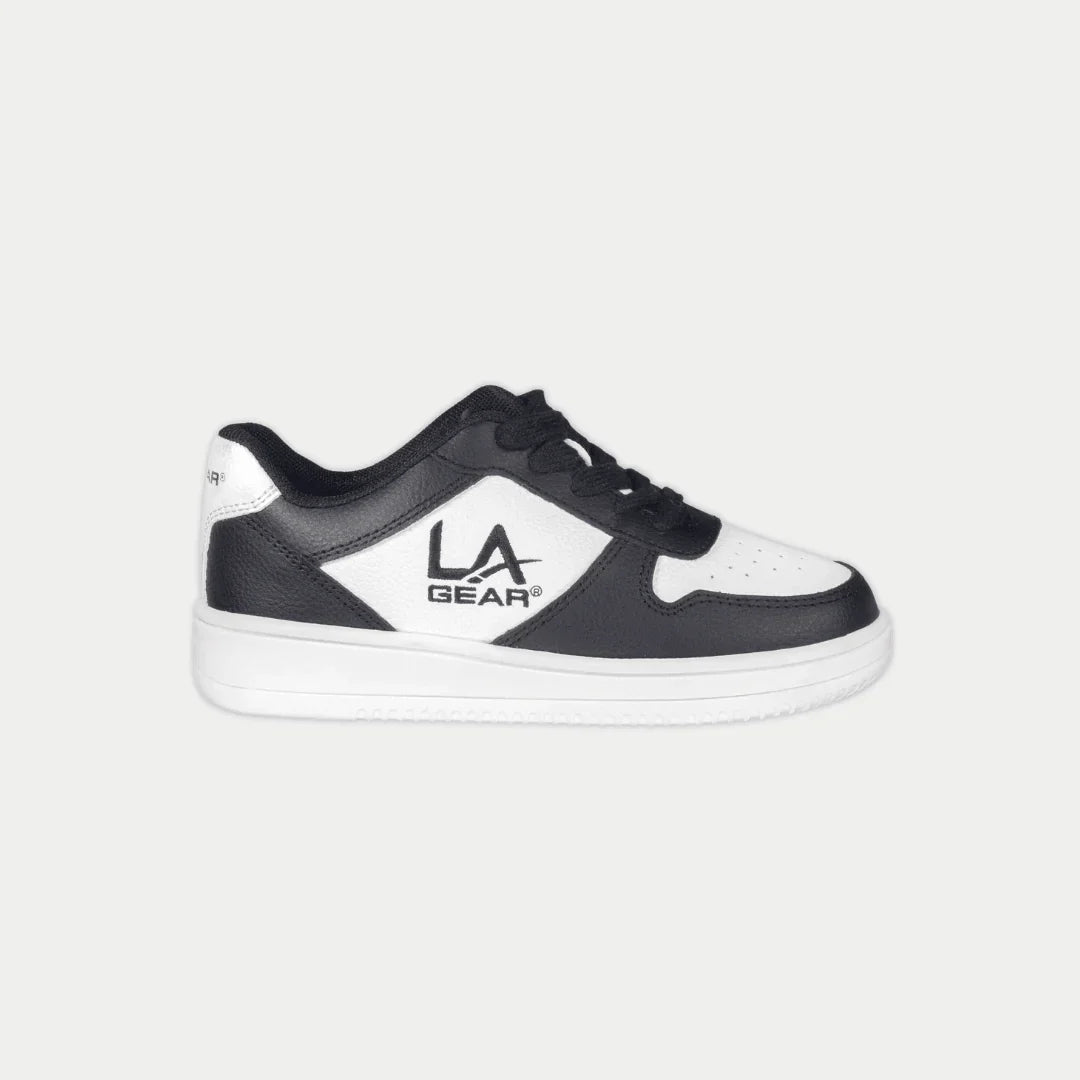 LA Gear Kids Edge Lowtop | Black x White Logo