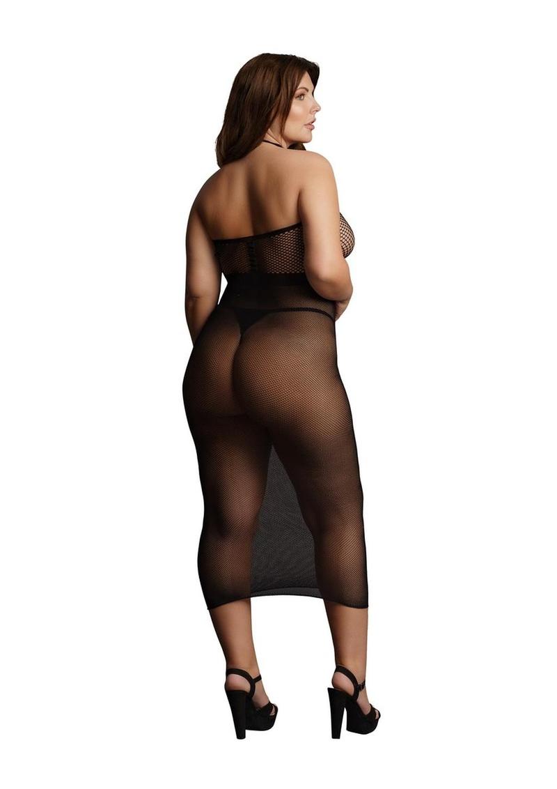 Le Désir High Neck Fishnet Dress