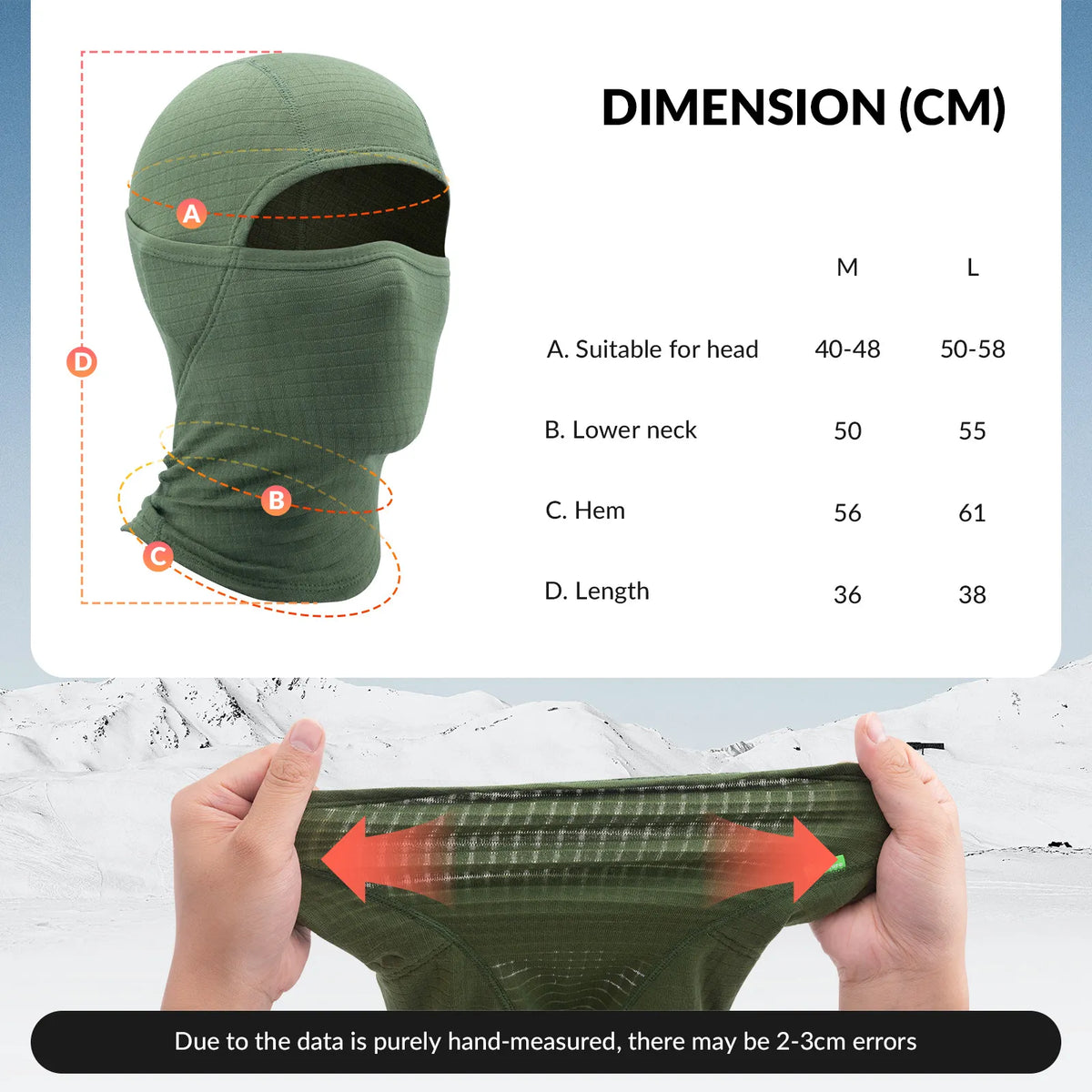 Waffle Grid Hooded Mask with Full-Face Cold Protection & Comfort Fit
