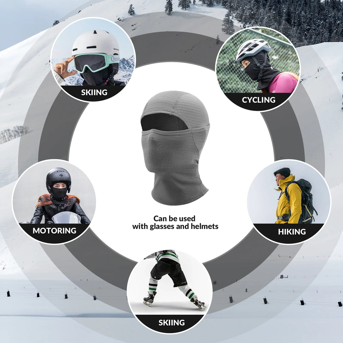 Waffle Grid Hooded Mask with Full-Face Cold Protection & Comfort Fit
