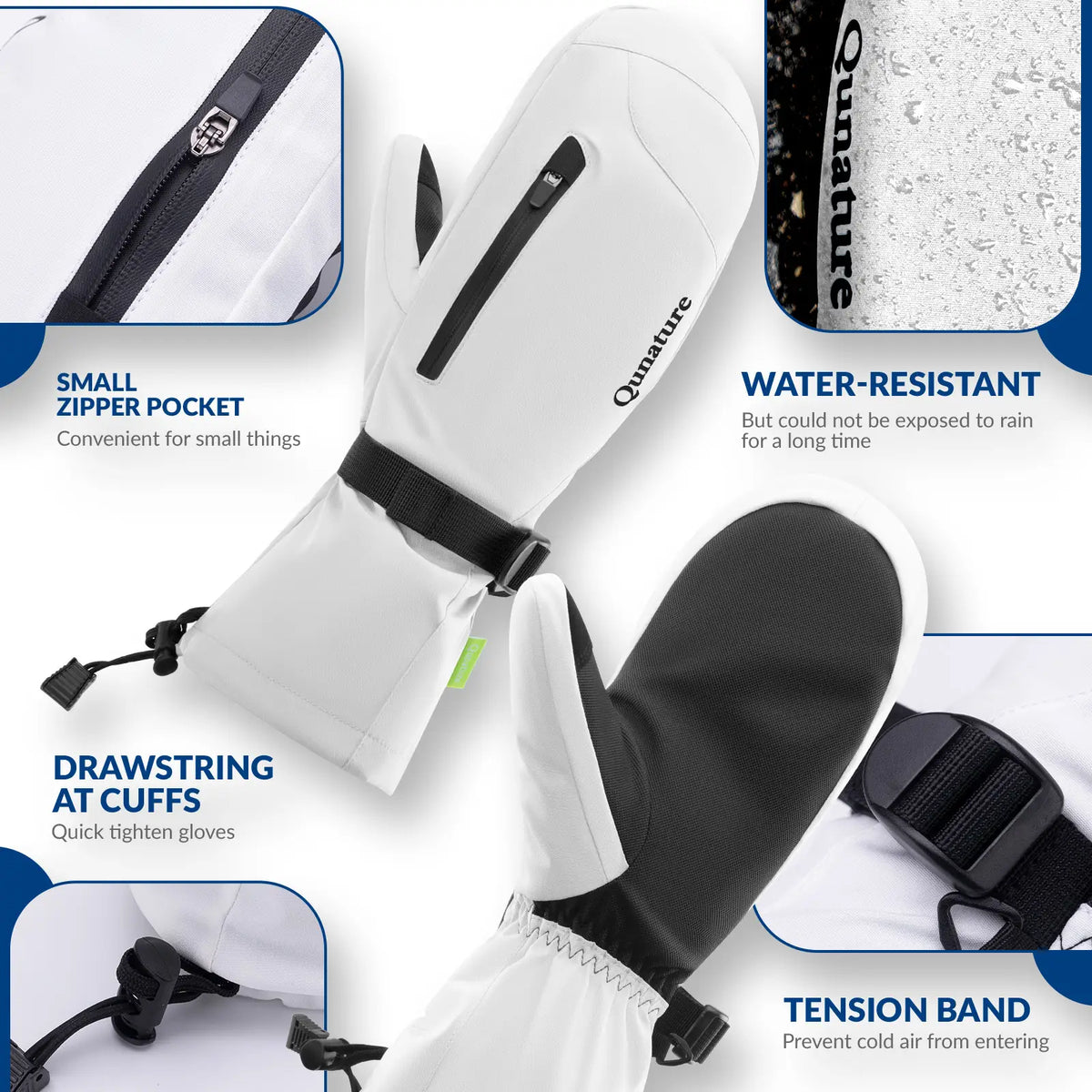 Windproof Full-Palm Ski Gloves with Touchscreen Grip