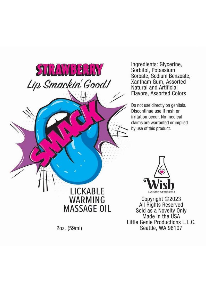 Smack Strawberry Lickable Warming Massage Oil 2oz Fun Pack