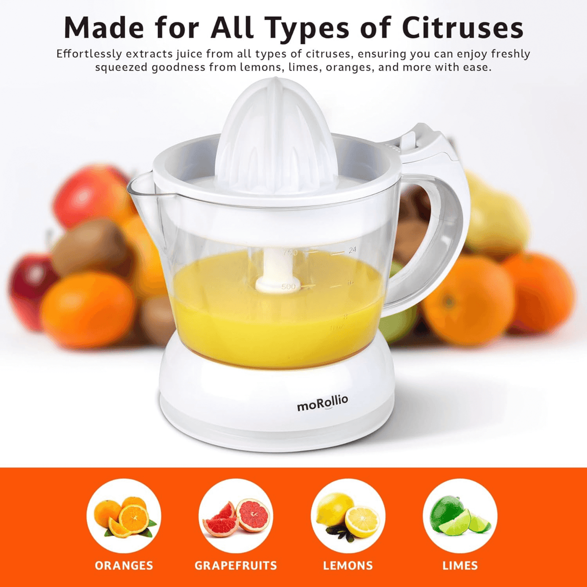 moRollio Compact 24oz Electric Citrus Juicer