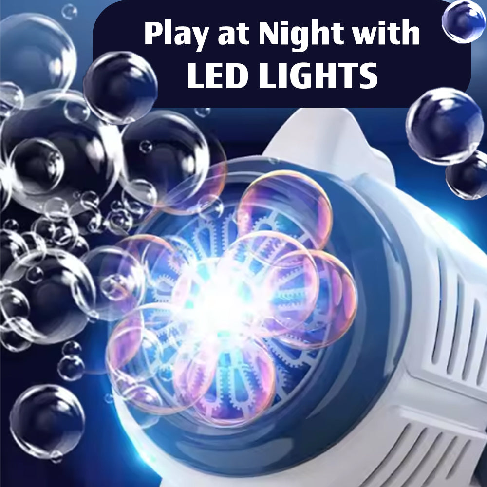 Blaster Bubble Blowing Toy Gun Tons of Bubbles LED Light Night or Day