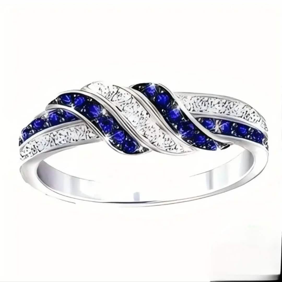 Sparkling Blue Cubic Zirconia Infinity Love Ring – 925 Sterling Silver