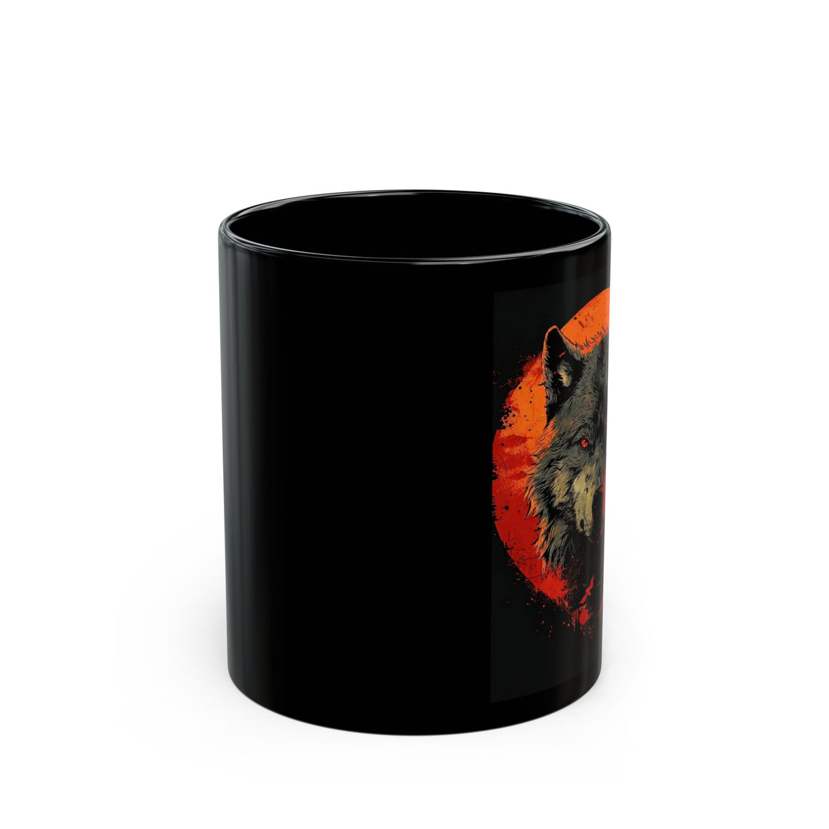 Wolf Moon Black Mug — Red Moon Wolf Coffee Cup (11oz & 15oz)