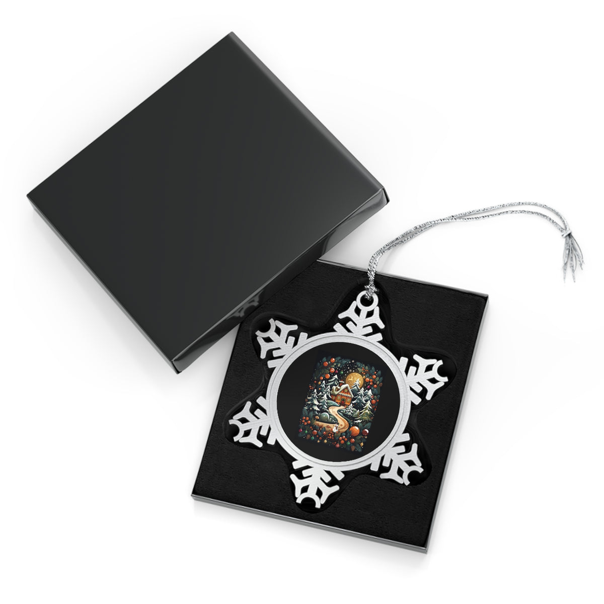 Pewter Snowflake Ornament — Gingerbread House Holiday Tree Decoration