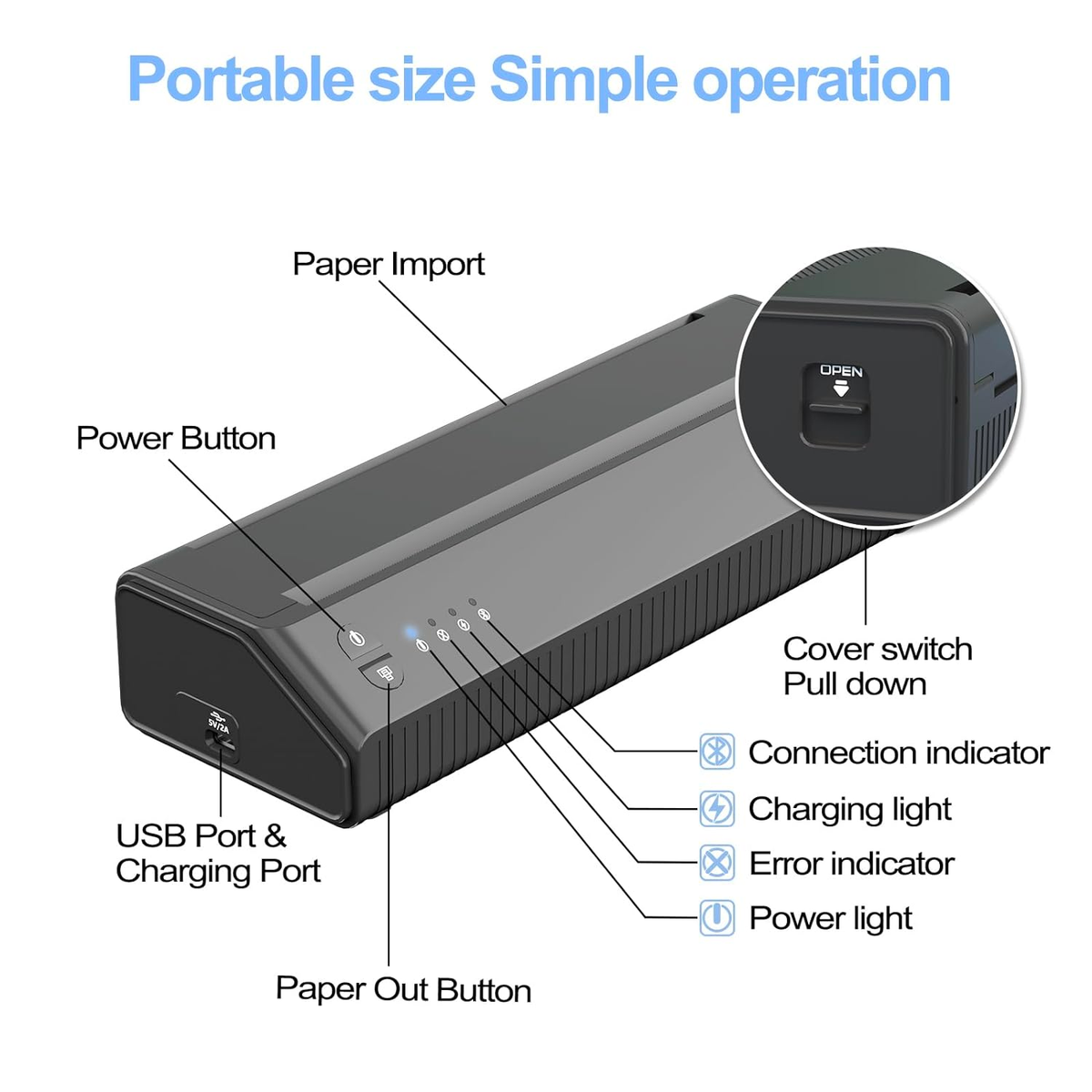 MHT-P8008 Bluetooth Tattoo Stencil Printer | High Precision | Wireless Connectivity