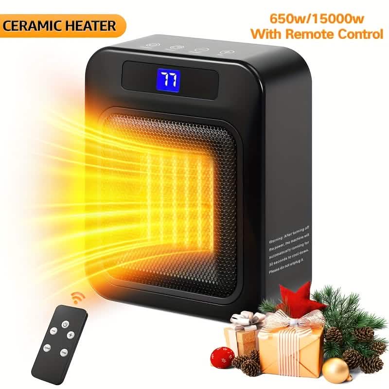 Space Heater for Indoor Use – 1500W Ceramic with Remote & Timer