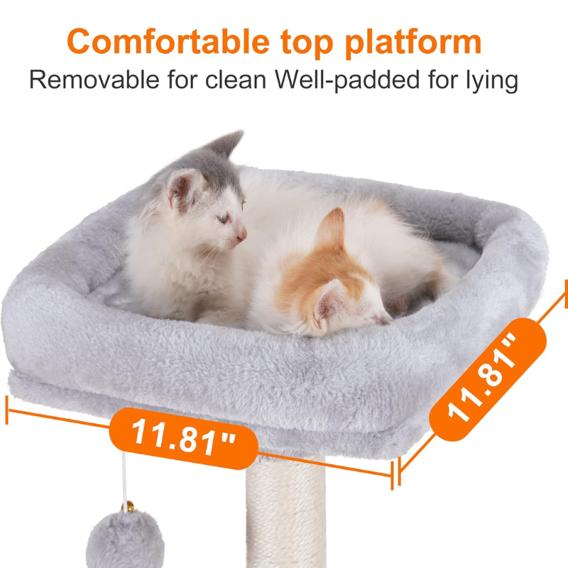 Cozy Cat Tree for Small Cats with Plush Hammock