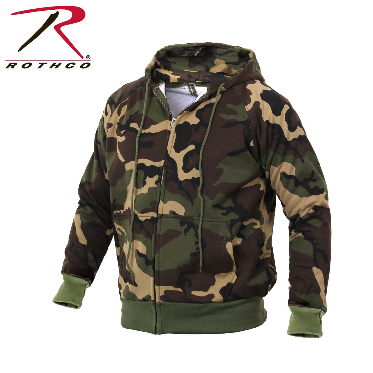 Thermal Lined Hooded Sweatshirt - Black, Woodland or NAVY